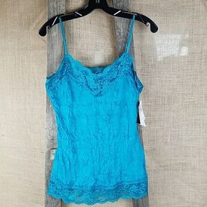 Licorice women Y2K L spaghetti strap lace top blue gorpcore sexy‎ romantic